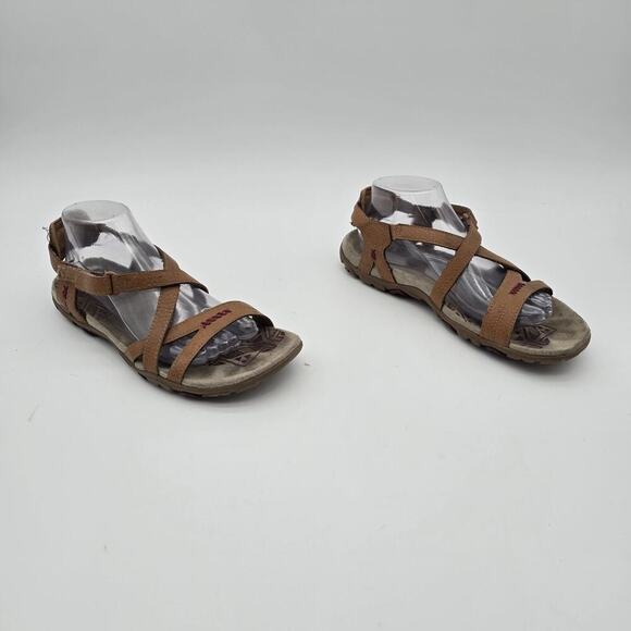 Merrell Sandals Womens 9 Shoes Brown Tan Cross Sugar Pome Granate Gladiator Tan - Picture 4 of 10